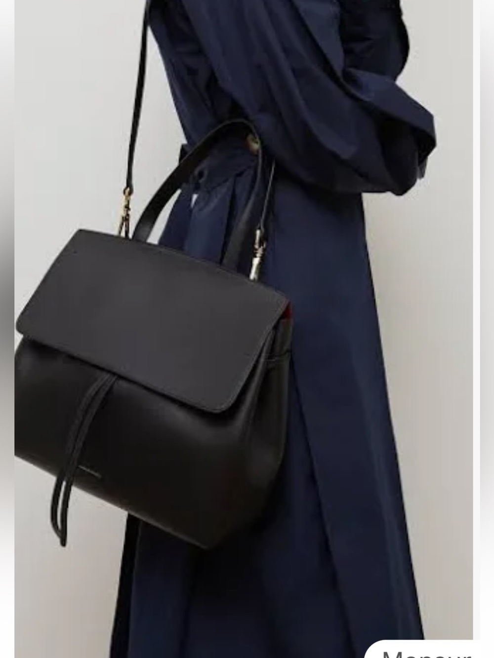 Mansur Gavriel Large Leather Lady Bag- Black